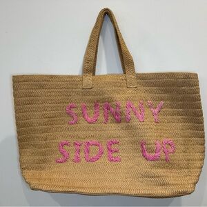 Large Straw Beach Tote – Sunny Side Up Summer Bag